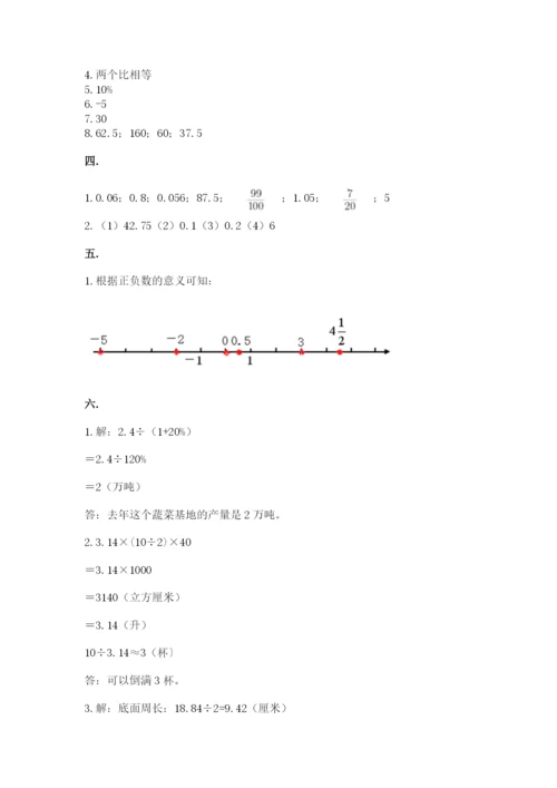 小学六年级数学毕业试题及参考答案【综合题】.docx