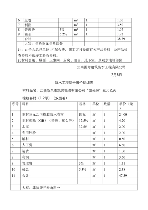 防水工程综合报价明细表.docx