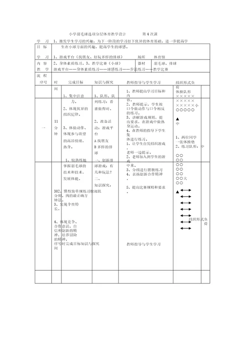 小学羽毛球特色教学教案