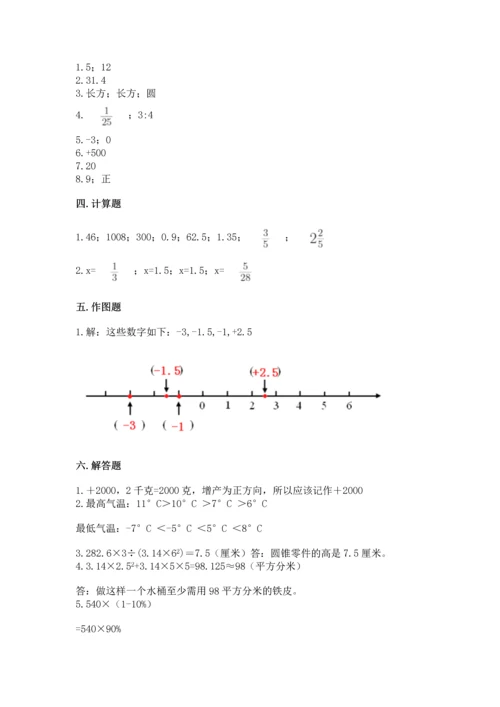 六年级下册数学期末测试卷附参考答案【预热题】.docx