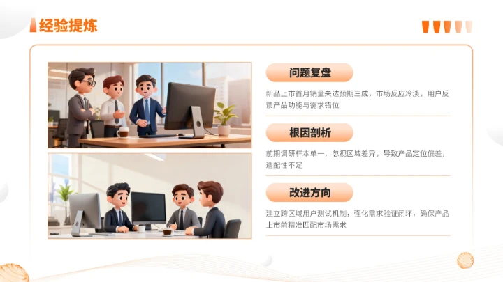 橙色简约风通用型营销复盘会议报告PPT模板