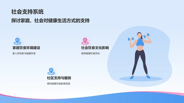 蓝色插画风合理饮食预防肥胖健康教育PPT模板