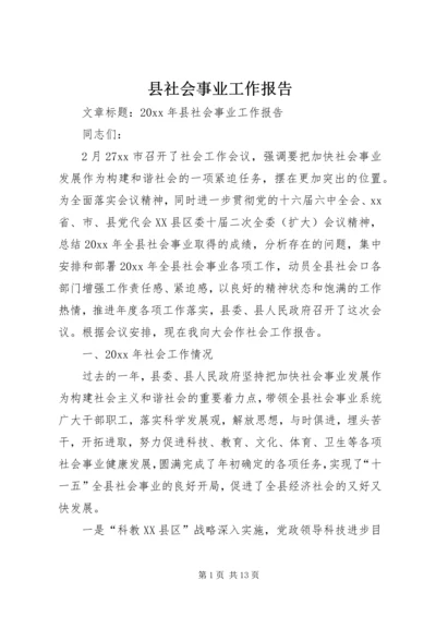 县社会事业工作报告.docx