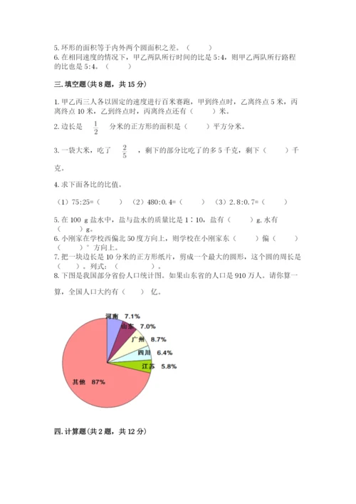 六年级数学上册期末考试卷带答案（夺分金卷）.docx