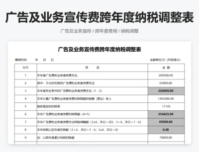 广告及业务宣传费跨年度纳税调整表