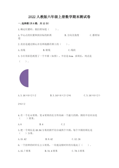 2022人教版六年级上册数学期末测试卷含完整答案【名校卷】.docx