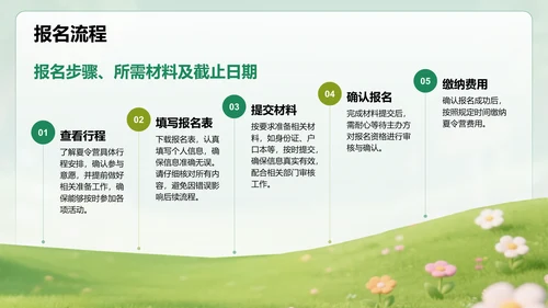 绿色3D风暑假夏令营行程介绍PPT模板