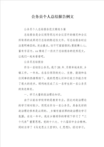 公务员个人总结报告例文