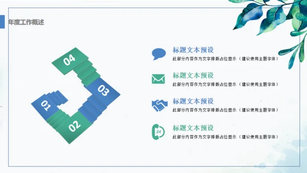 蓝色小清新商务工作汇报通用PPT模板