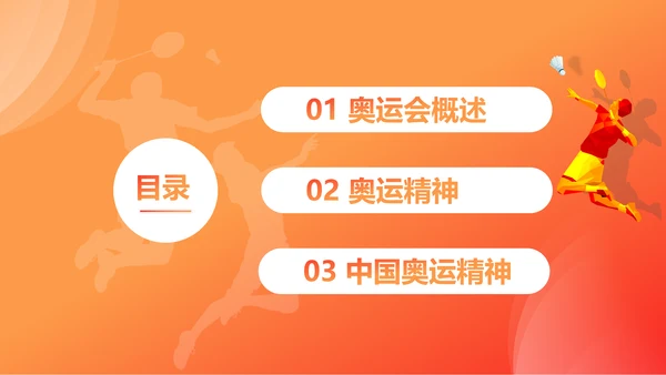中国加油奥运精神羽毛球教育ppt模板
