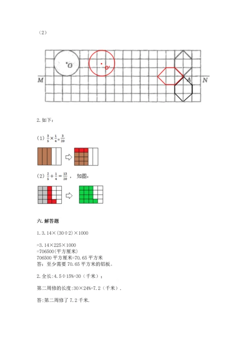 人教版六年级上册数学期末模拟卷附答案（轻巧夺冠）.docx