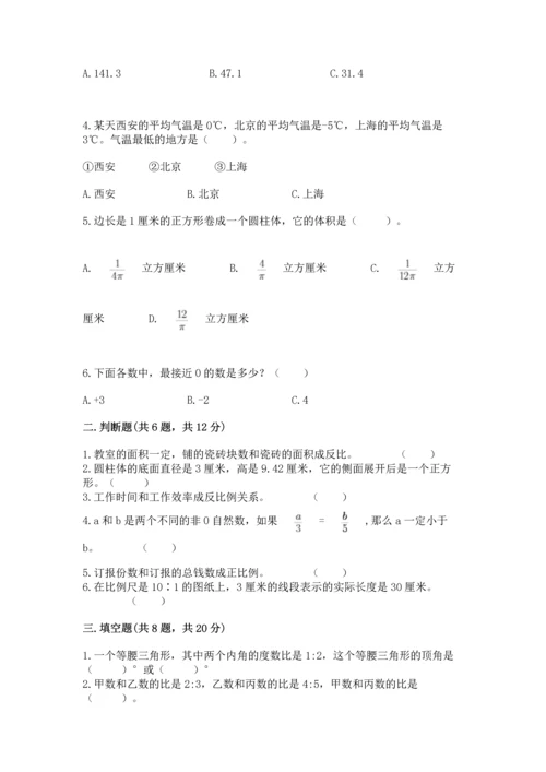 人教版六年级下册数学期末测试卷（精选题）.docx