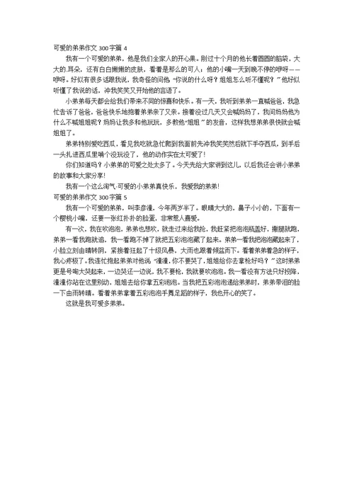 【精华】可爱的弟弟作文300字5篇