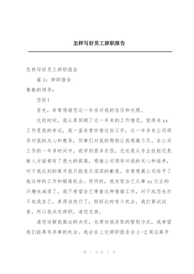 怎样写好员工辞职报告.docx