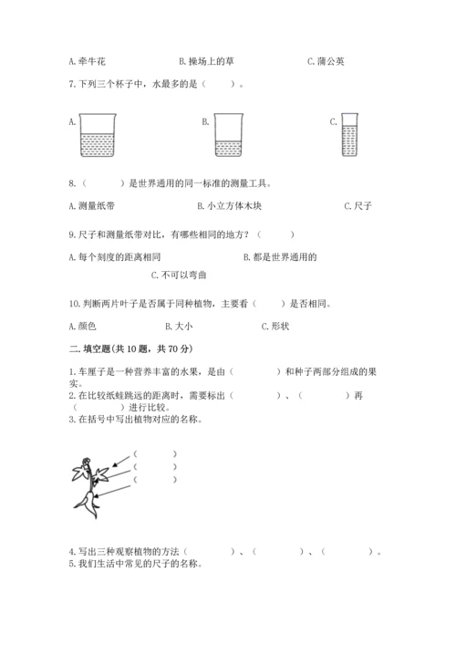 教科版科学一年级上册期末测试卷a4版打印.docx