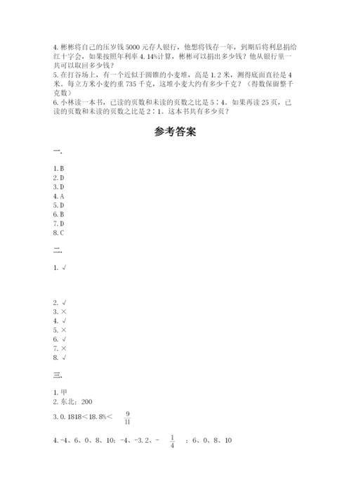 小学数学六年级下册竞赛试题附完整答案（网校专用）.docx