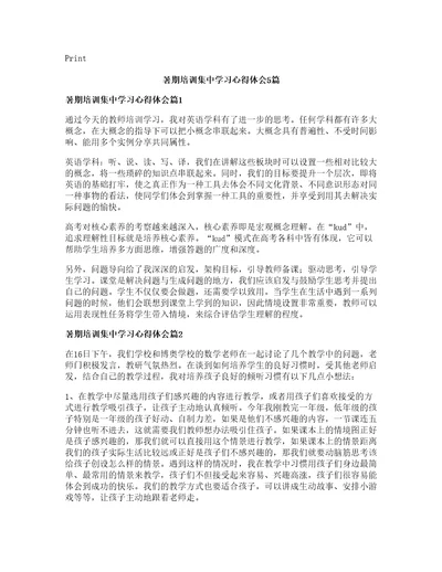 暑期培训集中学习心得体会5篇