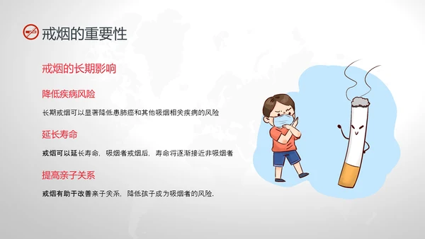 红灰色卡通简约戒烟健康教育PPT课件健康教育宣传栏