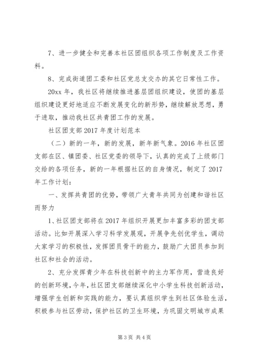 社区团支部XX年度计划范本-XX年社区团支部总结.docx