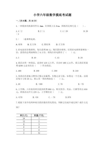 小学六年级数学摸底考试题精华版.docx
