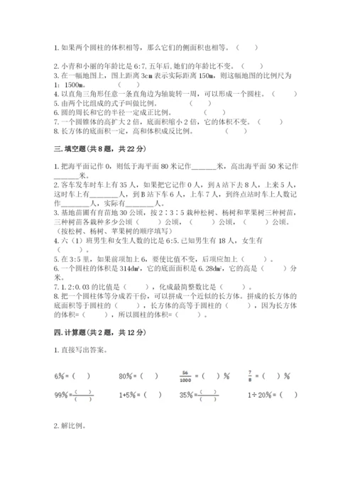 北京版小学六年级下册数学期末综合素养测试卷及参考答案【预热题】.docx