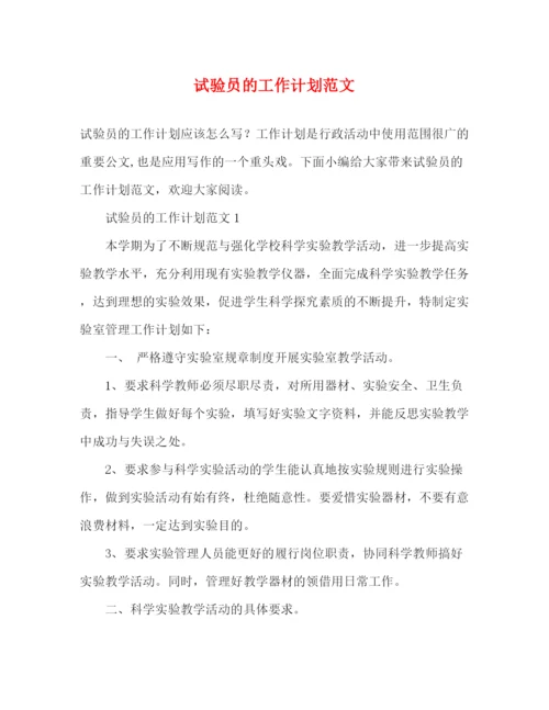 精编之试验员的工作计划范文2).docx