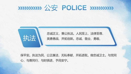 蓝色莫兰迪风格警察民警个人总结动态PPT模板