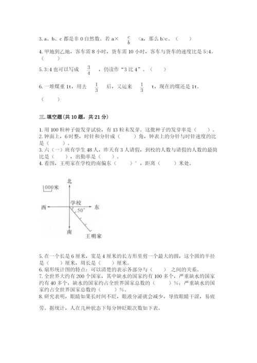 2022六年级上册数学期末考试试卷附答案（突破训练）.docx