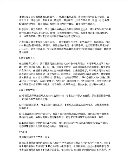 青年教师的班主任工作计划6篇