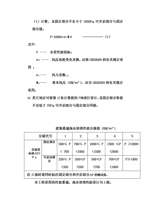 玻璃幕墙设计项目说明模板