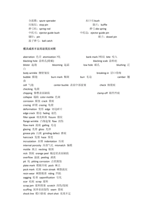 塑料模具行业专业术语中英文对照.docx