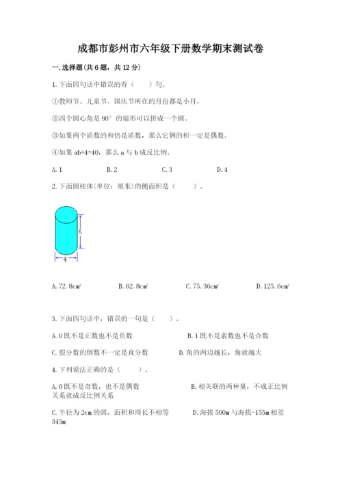 成都市彭州市六年级下册数学期末测试卷及参考答案一套.docx