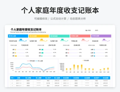 个人家庭年度收支记账本