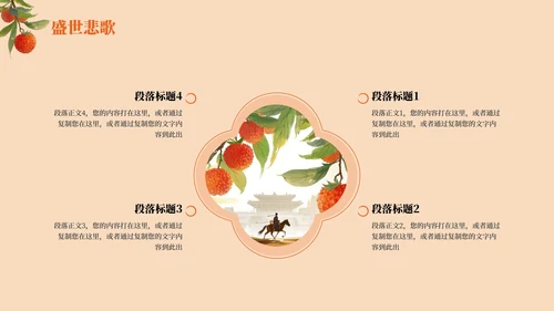 红色中国风水墨《长安的荔枝》读书分享PPT模板