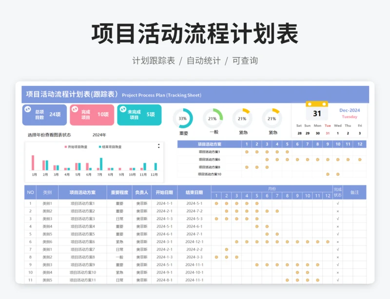 项目活动流程计划表(跟踪表）