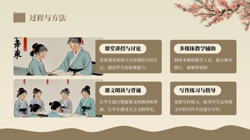 棕色中国风桃李满天下语文教学课件PPT模板