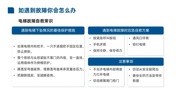 蓝色商务实拍风电梯安全知识课程培训PPT课件