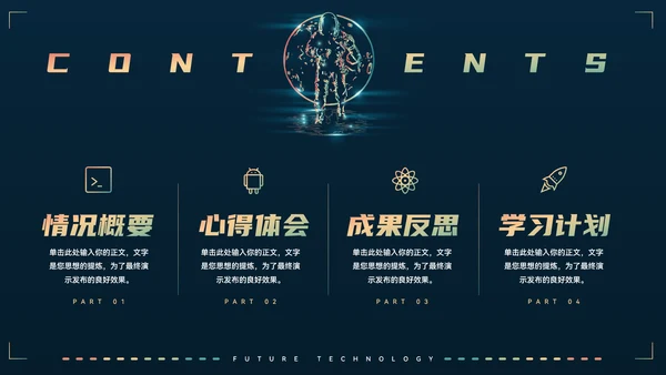 未来科技太空人教学汇报PPT模板