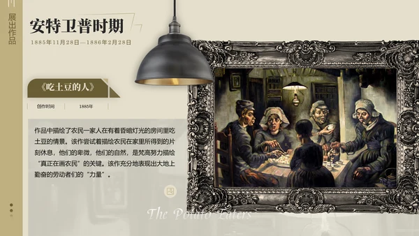 复古风展梵高画展ppt模板