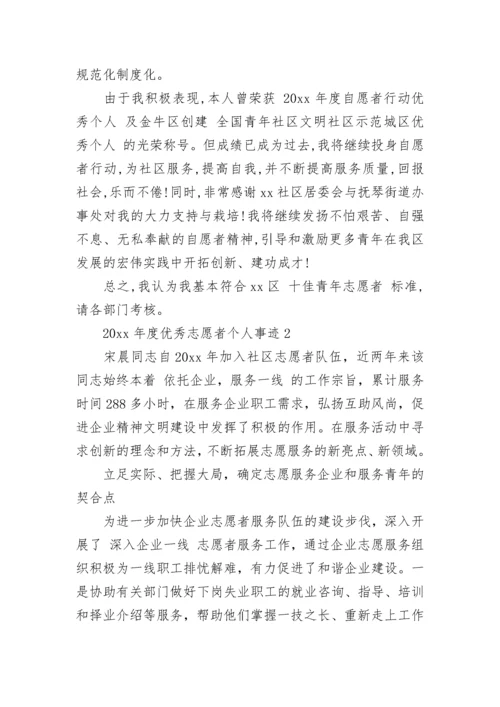 2022年度优秀志愿者个人事迹材料1000字.docx