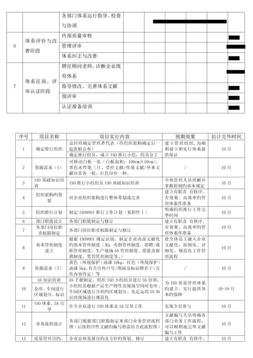 ISO9001质量管理体系详细实施计划表.docx