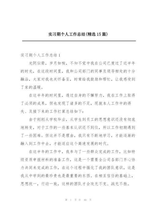 实习期个人工作总结(精选15篇).docx