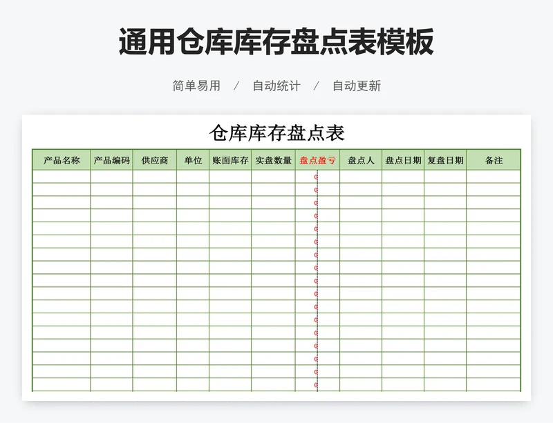 通用仓库库存盘点表模板