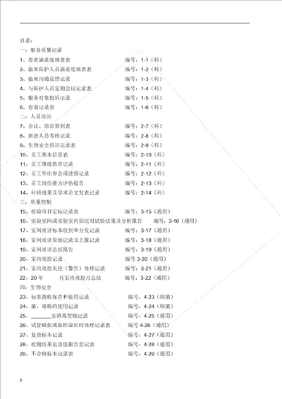 检验科各种通用记录范文表格