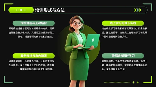 绿色潮流风企业文化宣导新员工培训PPT模板
