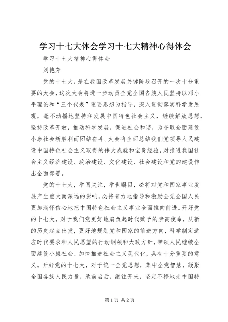 学习十七大体会学习十七大精神心得体会 (6).docx