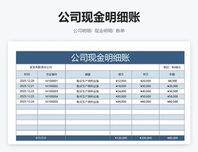 公司现金明细账