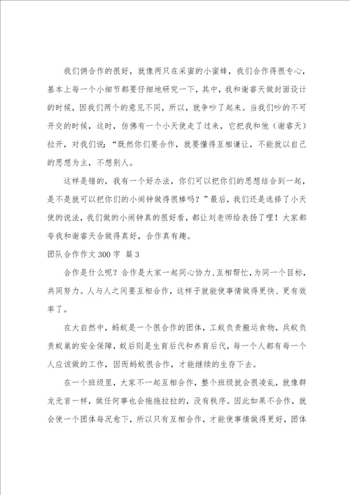关于团队合作作文300字九篇