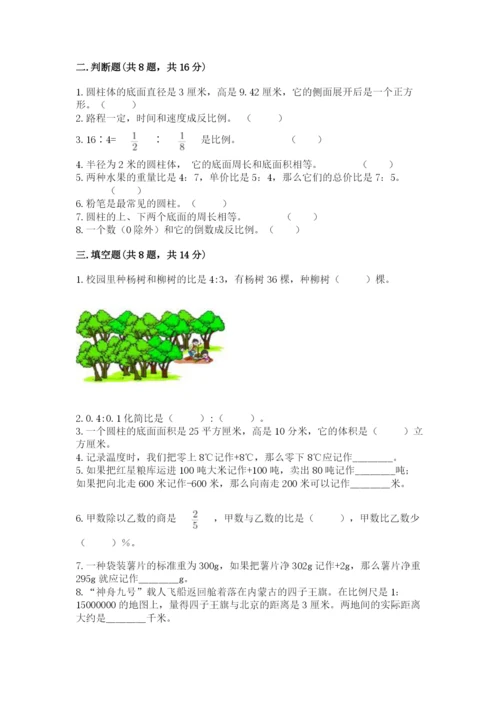 六年级下册数学期末测试卷精品（预热题）.docx