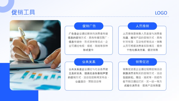 蓝色简约风市场营销4P理论PPT